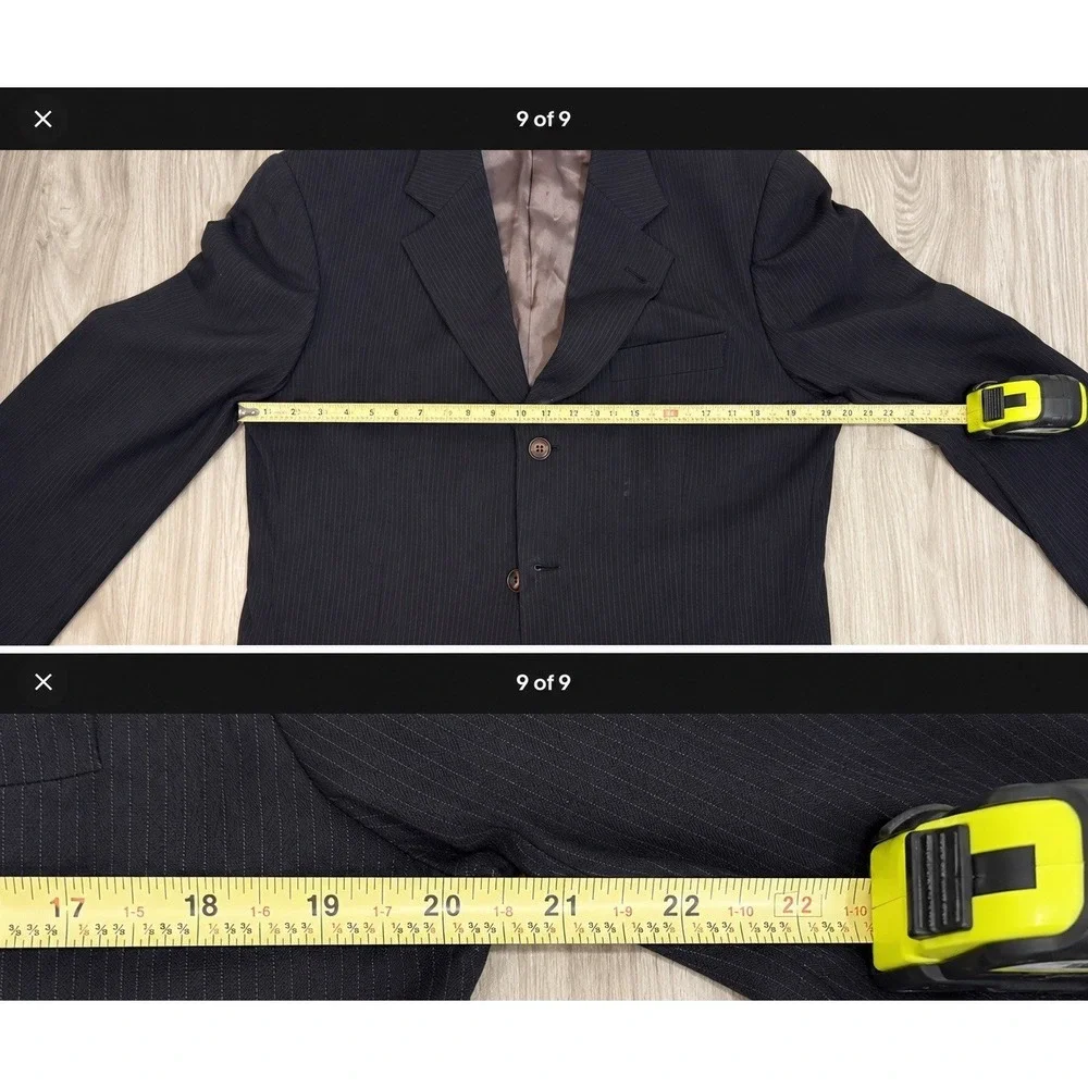 Hugo Boss Saks Fifth Avenue 100% Wool Pinstripe Blazer Sport Coat 42L